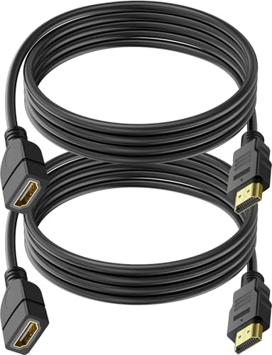 SAISN 2 Pack HDMI Extension Cable 3 Feet High Speed HDMI Male to Female Adapter Cord 1080P HDMI...