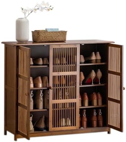 Shoe Storage Cabinet Cabinets Hallway Slim Cupboard Cupboards Hallways Slimline，Bamboo Shoe Cabinet, Free Standing Shoe Storage Rack, Breathable Entryway, Stylish Cupboard for Living Room &
