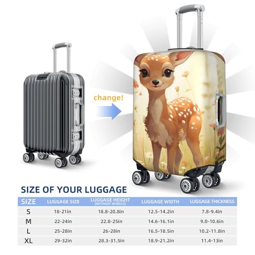 Funny Deer Flower Travel Luggage Cover for Suitcase Anti-Scratch Fashion Suitcase Protector Washable Elastic Baggage Covers Fits 29-32 Inch Luggage for Travel Beach Holiday3