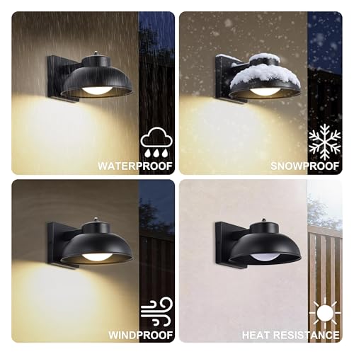 SendaLife Black Exterior Light Fixtures, 2 Pack Dusk to Dawn LED Outdoor Wall Lights, 12W Integrated 3000K Farmhouse Barn Sconce, Waterproof LED Porch Lights Outdoor for Front Door, Garage, Entryway by SendaLife - Image 3