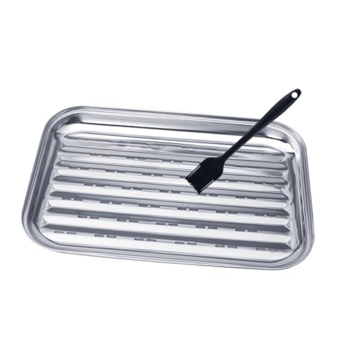 Milisten Plat De Cuisson Acier Inoxydable avec Panier De Plateau De Barbecue pour Aliments pour Cuisine Plein Air Et Intérieur