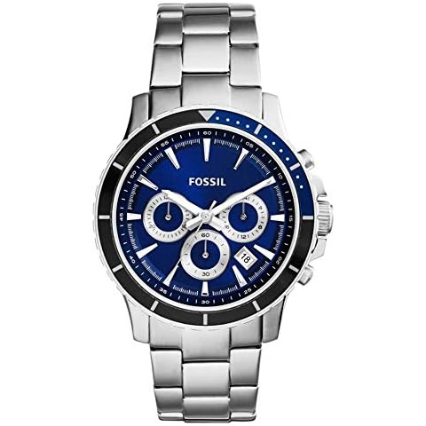 Fossil Men's Chronograph Watch with Blue Dial Cover
