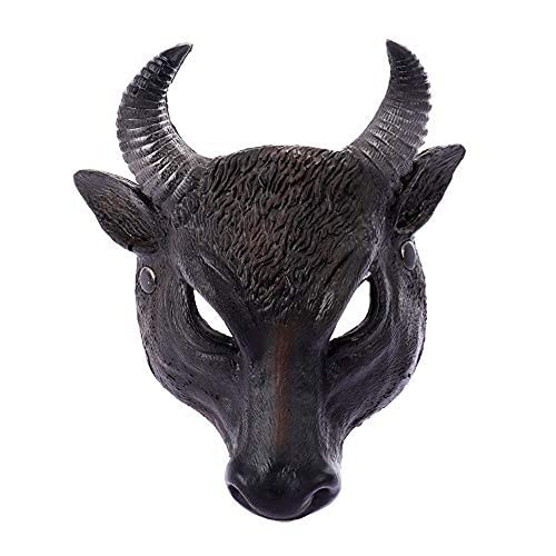 Demi-masque effrayant en forme de tête de taureau de buffle pour déguisement d'Halloween