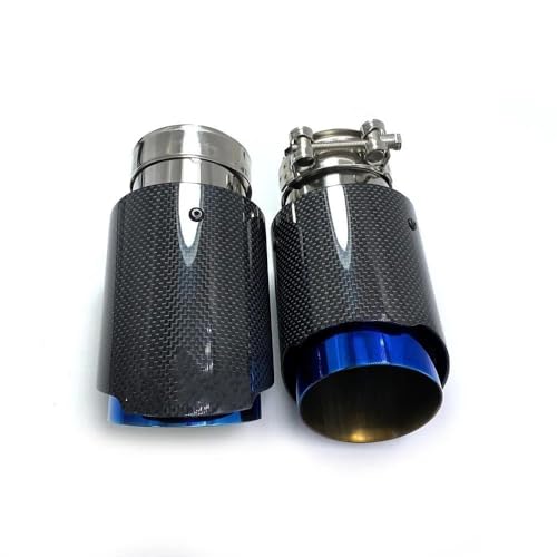Embout d'échappement simple bleu brillant et carbone pour BMW E90 E60 E46 - 6