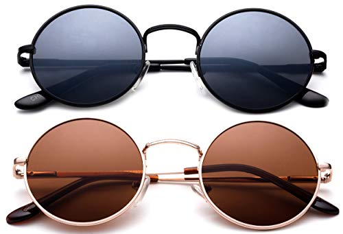 Retro Round Small 48mm Vintage Hippie Round Polaroid Sunglasses Driving Polarized Glasses Steampunk Sunglasses