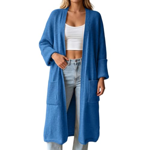 Womens Long Cardigan Sweater Knit Oversized Open Front Coat With Pockets - image 5