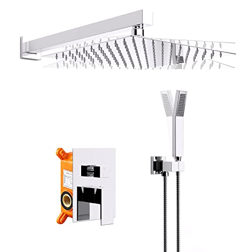 Super Deal Product Jcrob Shower Faucets Sets Complete (10 Inch Chrome), Rain Shower Head with Handheld Shower, High-Pressure Square Shower System for Bathroom, Dual Shower Combo Set with Pressure Balance Valve Super Deal Product Jcrob Shower Faucets Sets Complete (10 Inch Chrome), Rain Shower Head with Handheld Shower, High-Pressure Square Shower System for Bathroom, Dual Shower Combo Set with Pressure Balance Valve