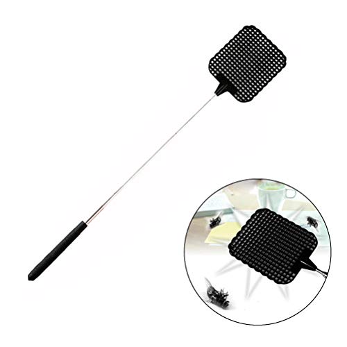 YueWan 4 piezas de plástico retráctil matamoscas de acero inoxidable con mango telescópico portátil fuerte flexible manual Swat Mosquito Bug Swatter suministros para el hogar