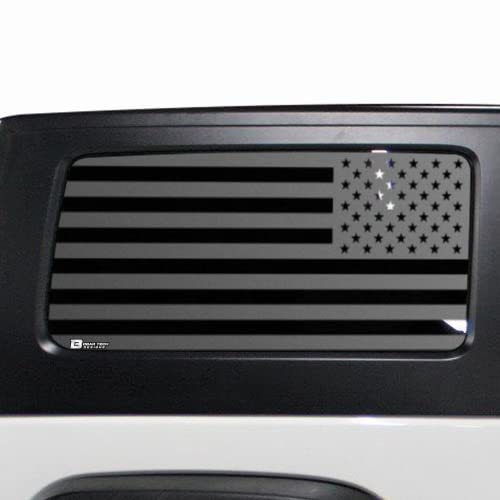 BOGAR TECH DESIGNS - Precut American Flag Rear Side Quarter Window Decal Stickers Compatible with 2 Door Jeep Wrangler JK 2011-2018, Matte Black