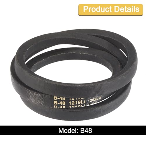 Image of uxcell 3 Pack B48 Classic Wrapped V-Belt, 51 inch Outside Circumference, Black, Industrial Rubber V-Belt