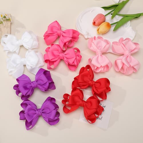 Pinzas para cabello de lazo grosgrain 4 pulgadas blancas miniatura 7