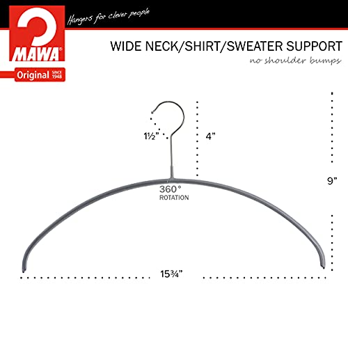 Mawa Euro Series Non-Slip Space Saving Clothes Hanger, Set Of 10, Silver Style 40/P, Pack Of 10, 10 Count (14148) #TOP4