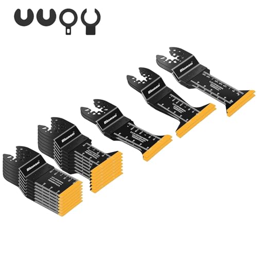 Image of Bionso 19PCS Titanium Oscillating Tool Blade, Professional Universal Multitool Blades for Wood Metal, Multi Tool Blades Kits, Oscillating Saw Blades