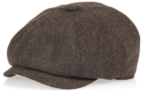 Image of MCWTH Vintage Newsboy Caps for Toddler Boys, Tweed Flat Pageboy Beret Hats Kids 2-8 Years Old Black Coffee 1Years-2Years
