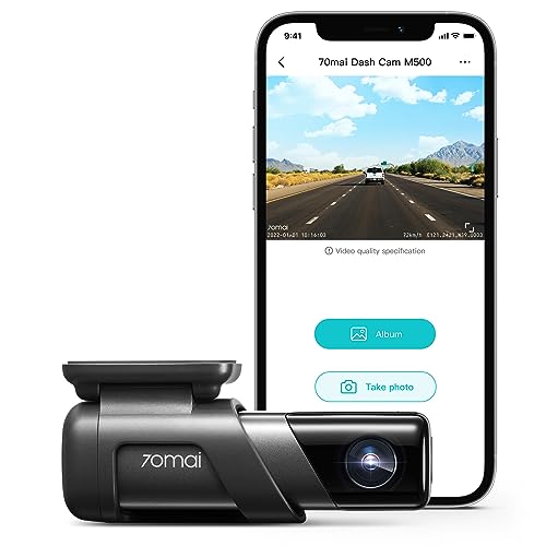 70mai True 2.7K 1944P Dash Cam M500, eMMC Eingebauter 128GB Speicher, Leistungsstarke Nachtsicht mit HDR, 170° FOV, 24H Parküberwachung, Zeitrafferaufnahme, Eingebautes GPS, ADAS, App Steuerung