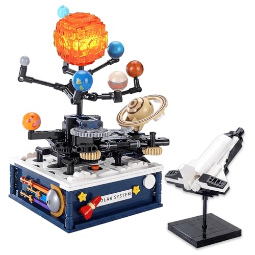 800+ Pcs Solar System Model with Light,Educational Spinnng Solar System Kit with 9 Planets & Rocket Set for Men Women