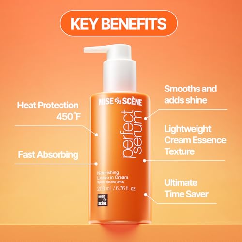 Image of Mise En Scene Perfect Base Up Essence - Leaved In Conditioner for Heat Protectant, for Frizzy & Dry | Lightweight Cream Texture | Fast Absorbing | Smooths, Shine | Korean Hair Care (6.76 Fl. Oz.)