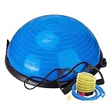 Zeatly Half Balance Ball Trainer - Core Exercise Equipment for Stability & Strength Training, Includes Resistance Bands & Pump - Balance Beam for Home Gym, Fitness, Rehabilitation & Physical Therapy (New- blue)