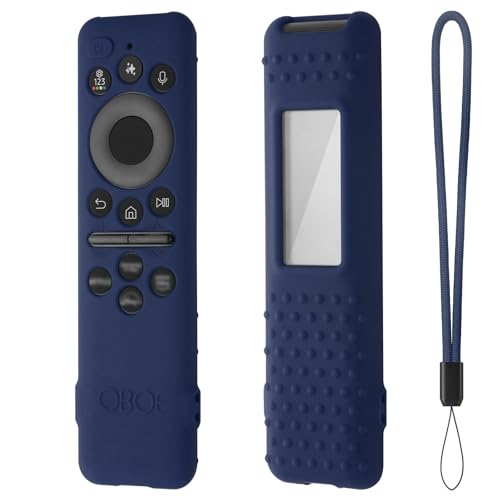 Image of Oboe Silicone Tv Remote Cover Compatible with Samsung Smart Tv Remote 2025 Model TM2360 E Full Wrap Protective Case with Lanyard (J-Dark Blue) [Remote NOT Included]
