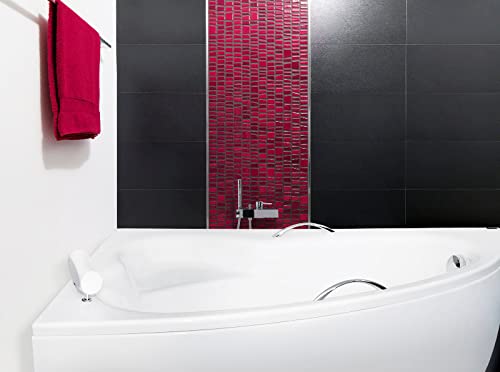 ECOLAM® Badewanne Eckbadewanne Acryl Natalia weiß 150x100 cm LINKS + Schürze + weiße Kopfstütze + 2 x Handgriff Ablaufgarnitur Ab- und Überlauf Automatik Füße Silikon Komplett-Set – Bild 6