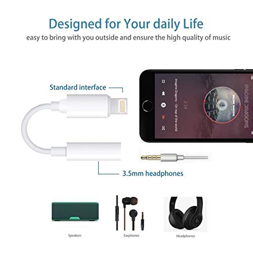 Headphone Adapter Compatible with iPhone X/Xs/XS max 8/8 Plus 7/7 Plus3.5mm Converter Earphone Accessories Splitter Audio Jack Cable Earbud Support iOS 12