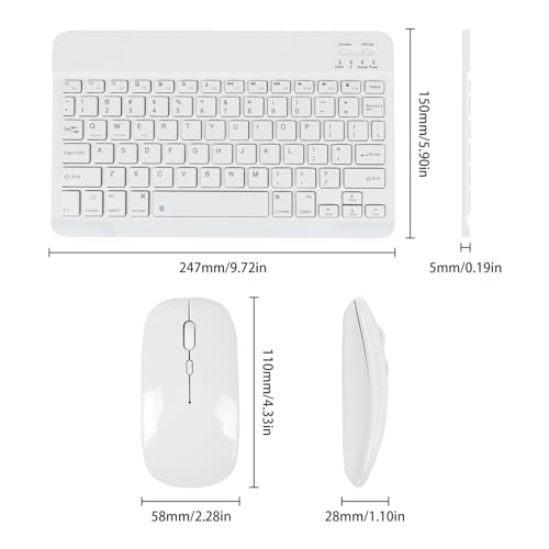Image of Bluetooth Keyboard and Mouse Combo Ultra-Slim Portable Rechargeable Compact Wireless Mouse Keyboard Set for Pad /iPad Pro /iPad Mini /iPad Air Mac OS,Android Windows iOS and Above(White)