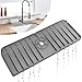 Tapis de robinet en silicone avec poignée de robinet anti-goutte pour cuisine, salle de bain, tapis d'évier, tapis de séchage à la vaisselle, porte-éponge (gris)