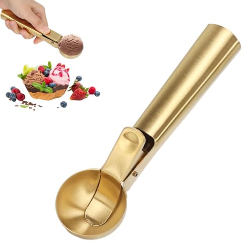 Ice Cream Scoop with Trigger, 7.1inch Icecream Scoop Stainless Steel Ice Scream Scooper Ice Cream Scooper Spoon for Frozen Yogurt, Gelatos, Sundaes, Dishwasher Safe