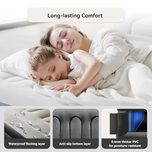 COMMOUDS Queen Air Mattress with Built-in Battery Powered Removable Pump, 13\" High Inflatable Mattress, Portable Blow up Mattress, Air Bed for Camping, Home and Guest - Thumbnail 5