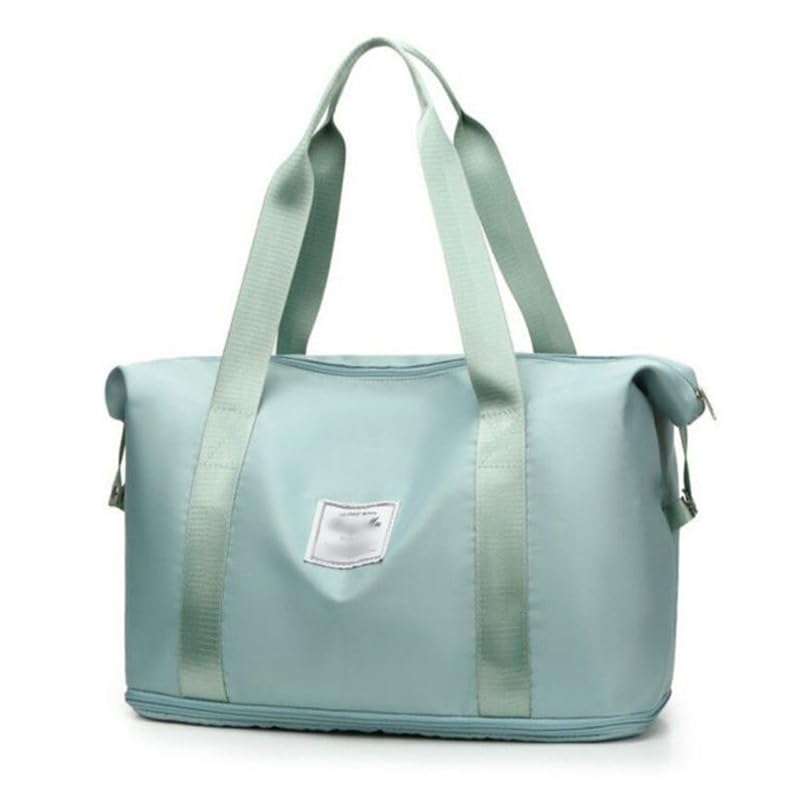Sacola de nylon elegante – Bolsa feminina de viagem de grande capacidade para academia, ioga, viagens de fim de semana, sacola multifuncional, Verde menta, Medium, Sacos de viagem