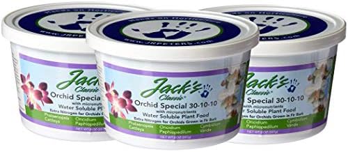 J R Peters Jacks Classic 30-10-10 Orchid Special Fertilizer, 8-Ounce Pack of 3