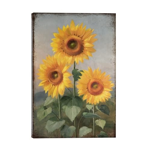 Sunflower Canvas Wall Art Decor: Rustic Farmhouse Floral Pictures Wall Decor for Kitchen Bathroom Bedroom Vintage Flower Artwork Prints Framed 10"x15" Vibrant Sunflowers 10"X15"