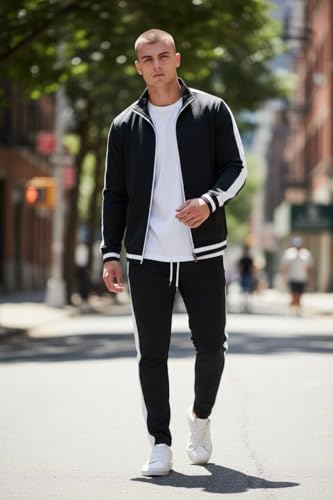 Image of SCREENSHOT-TRACK JACKET Mens Urban Hip Hop Premium Track Jacket - Slim Fit Side Taping Sportswear Urbanwear Streetwear Top