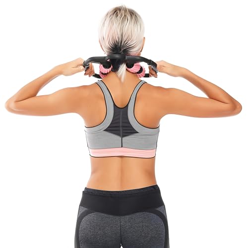5 STAR SUPER DEALS Quad Roller Massage Stick- U Shaped 360° Deep Massage Ball Tool to Relieve Arm, Leg, Neck Muscle Soreness Stiffness and Tight Muscles (Pink) miniatura 3