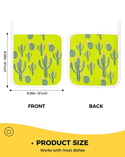 Cactus Potholders Heat Proof Decorative Durable Hot Pads, 2Pcs Kitchen Pot Holders Set Heat Insulation, Trivet For Cooking And Baking, Nature Prickly Plants Cactus Succulents Flowers #TOP2