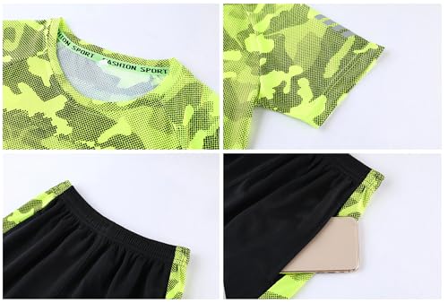 Image of Boys Summer Clothing Sets Kids Outfit Set Camouflage Short Sleeve T-Shirt+ Shorts Sportswear 3-13Years