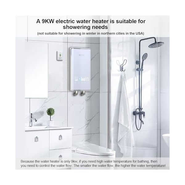 Instant Hot Electric Tankless Water Heater 220/240V, Small Wall Mounted Compact, Suitable for Kitchen and Bathroom Counter Cabinets and Sinks,Not Suitable for Winter Bathing 9Kw - Image 7
