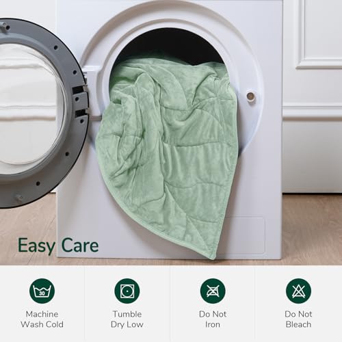Image of Kaisa Weighted Blanket for Adults (10 lbs,60 inch x 78 inch), Soft Heavy Blanket Machine Washable, Queen Size Weighted Blankets with Glass Beads for Couch and Bed, Sage Green