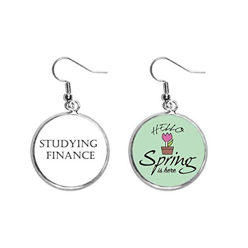 Frase corta de estudiar finanzas en pendientes de primavera y joyas con colgante