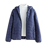 mkdytQE Damen Plus Size Warm Puffer Jacke Damen Daunenjacke mit Kapuze Leichter Steppmantel Winter Warme Oberbekleidung mit Durchgehendem Reißverschluss Damen Kapuze Puffer Jacke mit Taschen