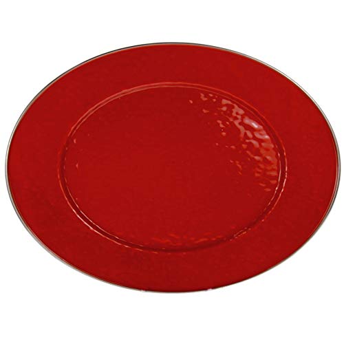 Golden Rabbit Enamelware - Solid Red Pattern - 12 X 16 Oval Platter #TOP11