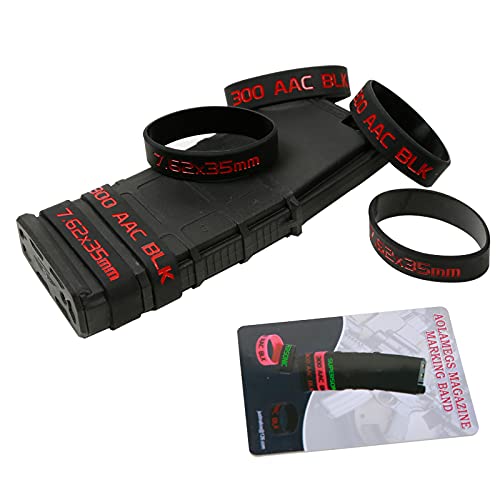 Aolamegs 12 Pack 300 Aac Blk/7.62X35 Mm, 300 Blackout Magazine Marking Bands (Black-Red) #TOP4