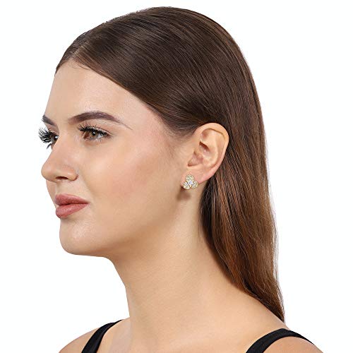 Vanbelle 18K Gold Plated Jewelry Floral Stud Earrings With Cubic Zirconia Stones For Women And Girls #TOP4