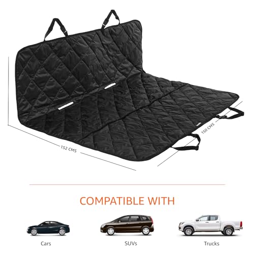 Image of amazon basics Pet Car Seat Cover | Non-Slip | Travel Hammock with Headrest Straps for Anchors | Material Polyester | for Sedan & SUV Cars | Black