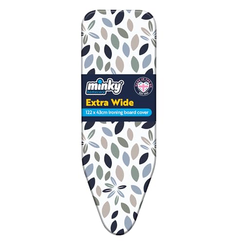 Minky Extra Wide Elasticated Large Ironing Board Cover, Grey, 122 x 43cm