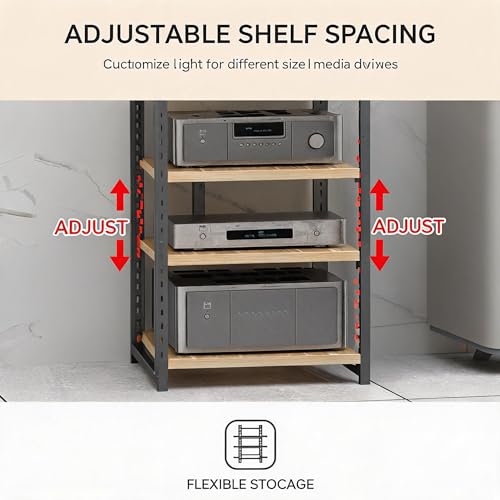 Rack audio stéréo à 5 niveaux et support meuble multimédia ouvert réglable - 6