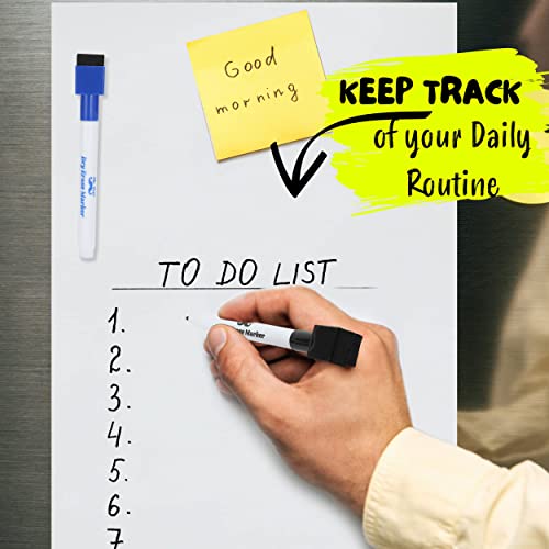 Mr. Pen- 12" X 8.3", Magnetic Dry Erase Board Sheet With 4 Dry Erase Markers, Magnetic Whiteboard For Fridge, Fridge Whiteboard #TOP5