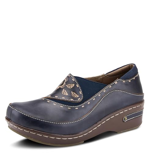 Image of Spring Step L'artiste Burbank Leather Clogs for Women | Designer Hand-Painted Slip-On Shoes | Ladies Casual Platform Clog