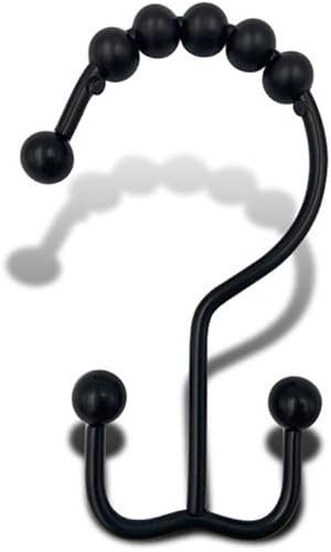 CHECHNYA Gancho de cortina de ducha negro para barra de cortina de ducha negra doble deslizante antioxidante anillo de cortina de ducha