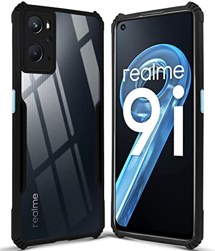 Image of Jkobi Back Cover Case for Realme 9i (Crystal Glass Back | Camera Protection | Shockproof | Professional Black)